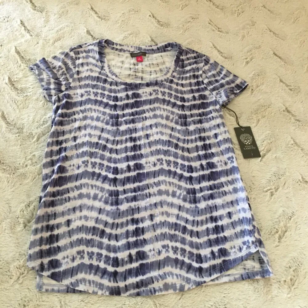 Nwt Vince Camuto blue white tie dye tee  shirt size XS
